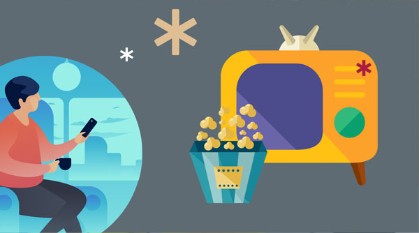 Grafik der viser mand foran tv